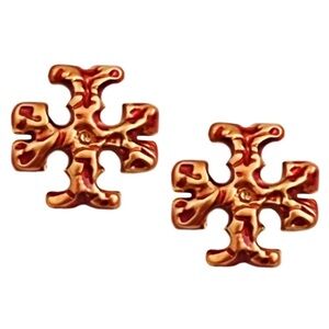 Tory Burch Gold and painted enamel Red Roxanne stud Earrings